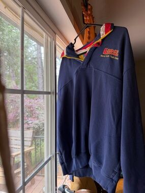 Sporto Navy Zip-Up Pullover with Red & Yellow Trim